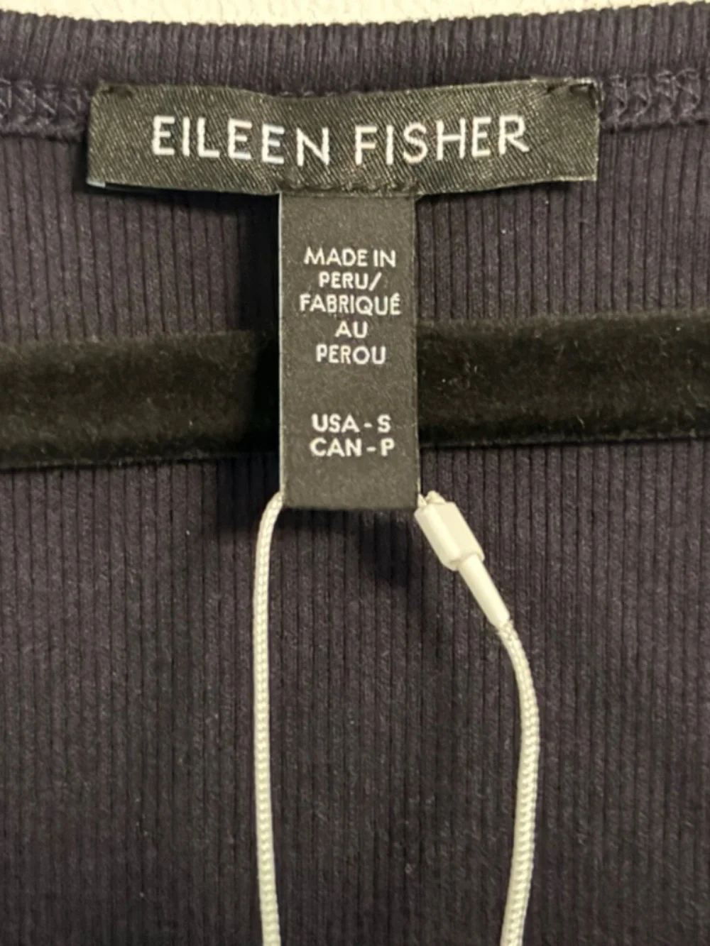 NWT Eileen Fisher Scoop Neck Slim Tank ribbed Ink Small Organic Cotton - Picture 2 of 3